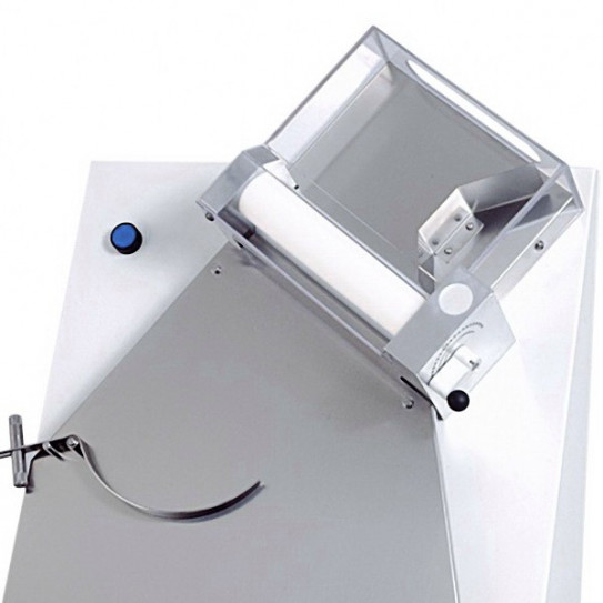 Détail module haut façonneuse pizza Ø sortie 40 cm IGF 2300 / B40 GEMMA renforcée coque blanche