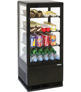 Mini vitrine réfrigérée positive 78 litres ventilée 4 faces vitrées couleur noire - CVR78LN Casselin