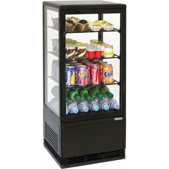 Mini vitrine réfrigérée positive 78 litres ventilée 4 faces vitrées couleur noire - CVR78LN Casselin