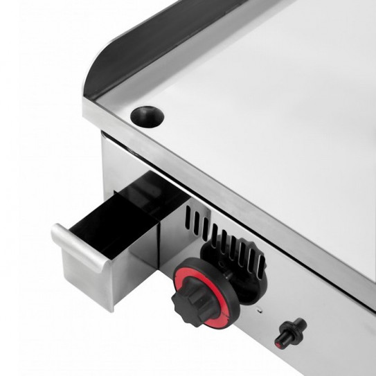 Détail tiroir plancha 80 cm gaz chrome épaisseur 15 mm dur lisse 12,3 kW - NC-80 MAINHO