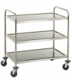 Chariot de service inox sur roulettes 3 niveaux CCI3 Casselin