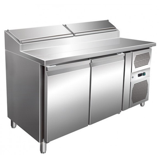 Table Pizza Chef préparation pizza 2 portes L1510mm x P800mm pour 6 bacs GN1/3 - SH2000/800