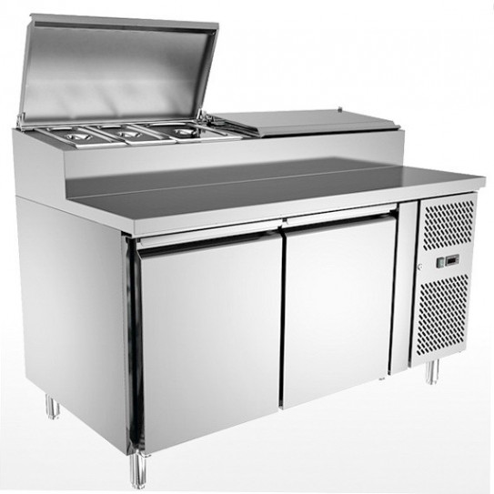 Table Pizza Chef préparation pizza 2 portes L1510mm x P800mm pour 7 bacs GN1/3 - SH2000/800