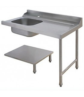 Table en angle entrée/sortie 1600x750x850 gauche avec renfort passage pour  lave-vaisselle