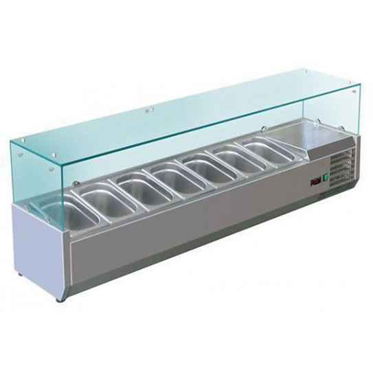 Vitrine à ingrédients réfrigérée avec pare-haleine prévue pour bacs 7xGN1/3 - VRX1600/380