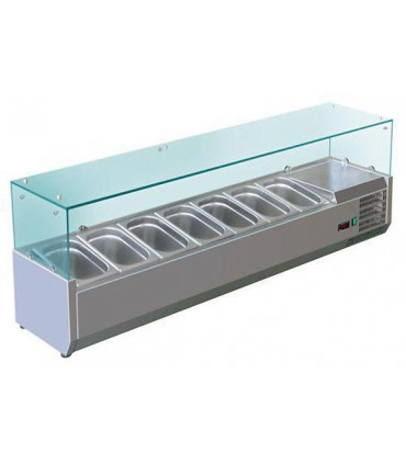 Vitrine à ingrédients réfrigérée avec pare-haleine prévue pour bacs 7xGN1/3 - VRX1600/380 Vitrine à ingrédients réfrigérée avec pare-haleine prévue pour bacs 7xGN1/3 - VRX1600/380