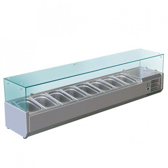 Vitrine à ingrédients réfrigérée avec pare-haleine prévue pour bacs 8xGN1/3 - VRX1800/380