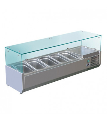 Vitrine à ingrédients réfrigérée 1,4 m avec pare-haleine prévue pour bacs 5xGN1/3 - VRX1400/380 Vitrine à ingrédients réfrigérée 1,4 m avec pare-haleine prévue pour bacs 5xGN1/3 - VRX1400/380