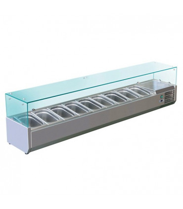 Vitrine à ingrédients réfrigérée avec pare-haleine prévue pour bacs 9xGN1/3 - VRX2000/380 Vitrine à ingrédients réfrigérée avec pare-haleine prévue pour bacs 9xGN1/3 - VRX2000/380