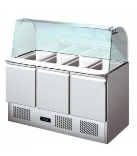 Saladette réfrigérée 3 portes avec pare-haleine en verre + plan de découpe - S903CG