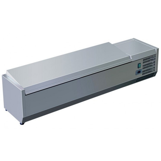 Vitrine à ingrédients réfrigérée avec couvercle prévue pour bacs 5xGN1/3 - C-VRX1400/380