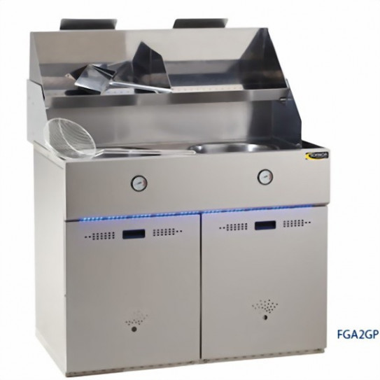 Friteuse gaz 2 cuves rondes Ø 400 mm Défi - Bandeau lumineux Leds en option - FGA2GP ou FGAA2GN SOFINOR Friteuse gaz 2 cuves rondes Ø 400 mm Défi - Bandeau lumineux Leds en option - FGA2GP ou FGAA2GN SOFINOR