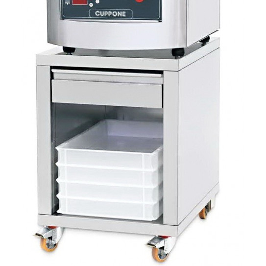 Support inox sur roulettes pour presse-pizza PZF Pizzaform TM - SPZF Cuppone