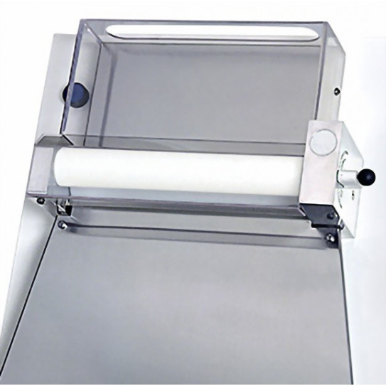 Détail module haut façonneuse pizza rouleaux parallèles Ø sortie 40 cm IGF 2300 / B40P GEMMA renforcée coque blanche