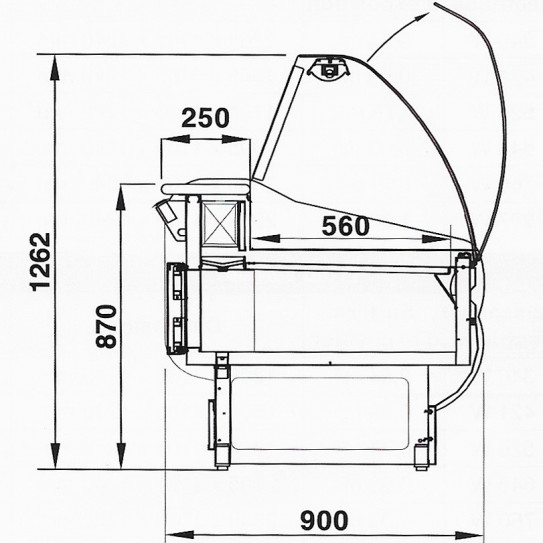 Vitrine réfrigérée de comptoir URBAN dimensions en coupe - ISOTECH VC