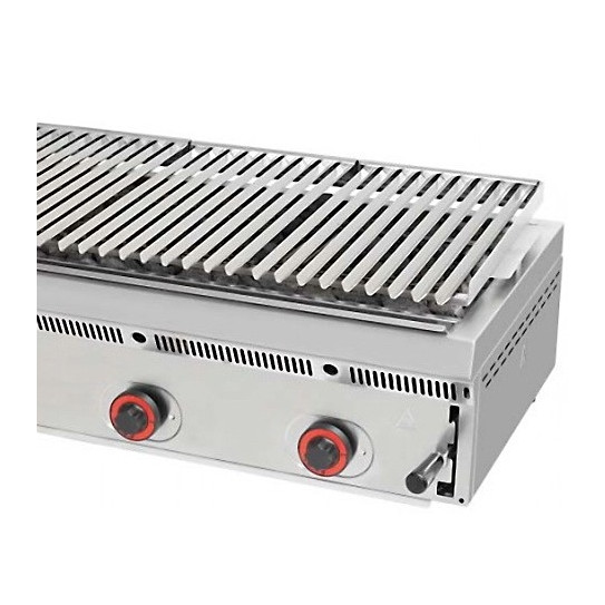 Détail Grill Charcoal Parrilla gaz PBI-90 Mainho inox pierres de laves réfractaires
