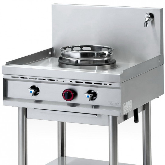Détail wok 1 brûleur gaz 13 kW sur pietement NGER 7-70 Nayati