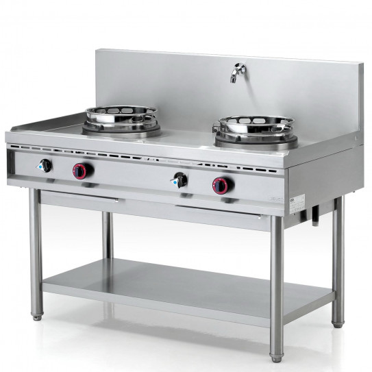 Wok 2 brûleurs dragons gaz 13 kW sur piétement NGER 13-70 Nayati Wok 2 brûleurs dragons gaz 13 kW sur piétement NGER 13-70 Nayati