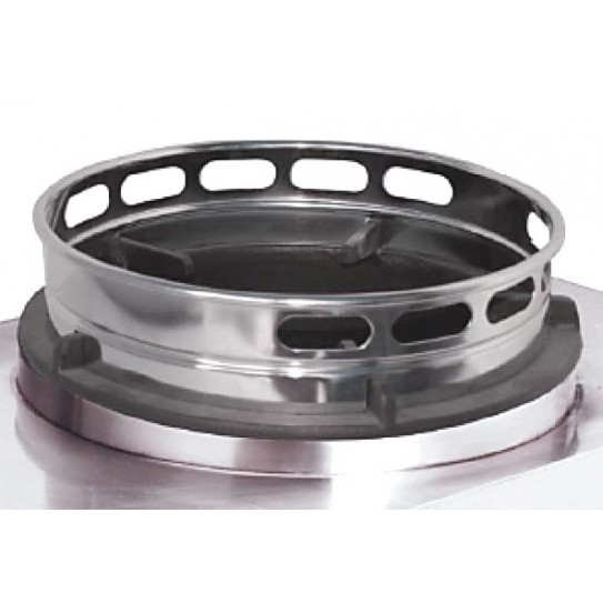 Détail support en fonte Ø 280x20mm et couronne wok chapeau en acier inoxydable Nayati
