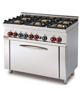 Fourneau gaz 6 feux vifs sur four électrique LOTUS CF6-610GEM