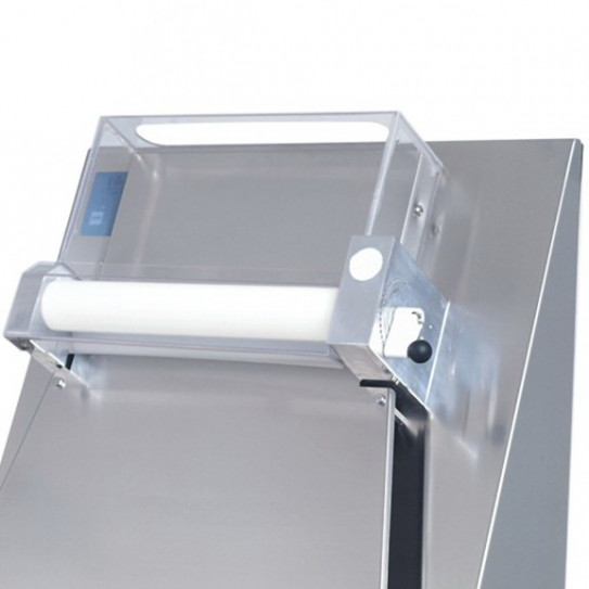 Détail module haut façonneuse pizza rouleaux parallèles Ø sortie 40 cm IGF 2300 / L40P GEMMA INOX renforcée