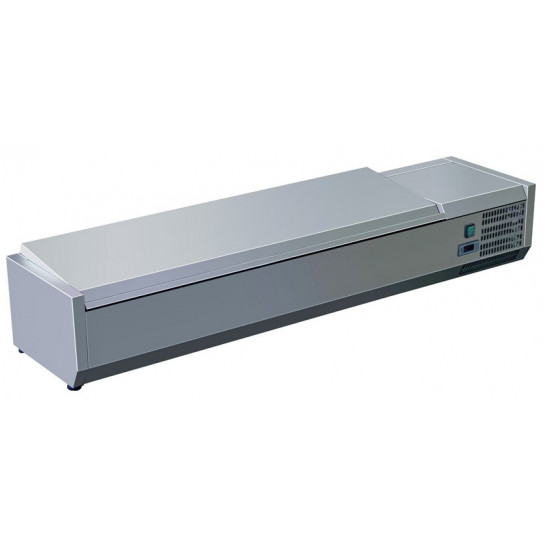 Vitrine à ingrédients réfrigérée 2 m avec couvercle prévue pour bacs 9xGN1/3 - C-VRX2000/380