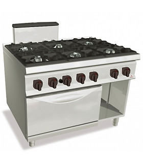 Piano gaz 6 feux 10kW + four gaz - 120x90x90cm S900 SG9F6PSP+FG BERTO'S 13718800