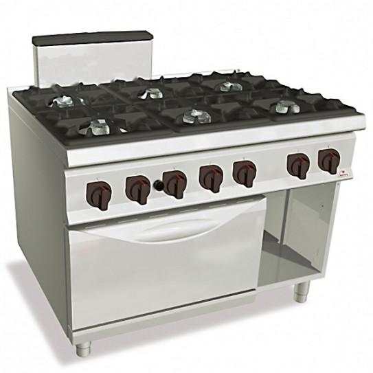 Piano gaz 6 feux 10kW + four gaz - 120x90x90cm S900 SG9F6PSP+FG BERTO'S 13718800