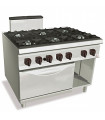 Fourneau Gaz 6 feux de 12kW sur four gaz 7,8kW GN2/1 BERTO'S