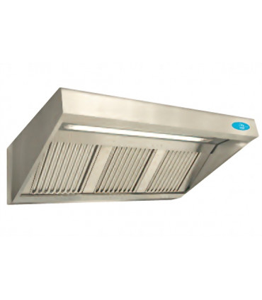 Hotte motorisée avec variateur et luminaire intégrés 2400x900x450 (modèle en photo 1,60m) inox capteur + visière - Comby Hotte motorisée avec variateur et luminaire intégrés 2400x900x450 (modèle en photo 1,60m) inox capteur + visière - Comby