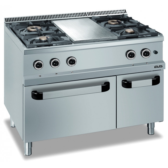 Piano de cuisson professionnel Lotus trois feux four gaz