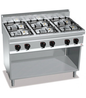 Piano gaz 6 feux 6x7kW - 120x70x90cm MACROS 700 G7F6MPW BERTO'S 18603600