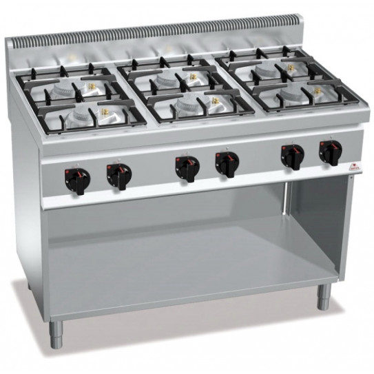 Piano gaz 6 feux 6x7kW - 120x70x90cm MACROS 700 G7F6MPW BERTO'S 18603600