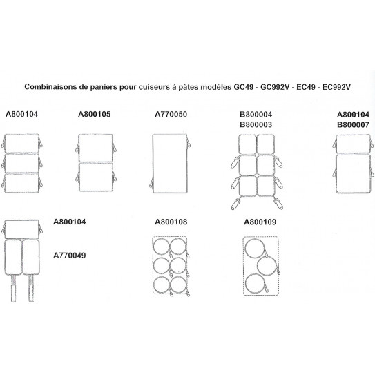 Panier pour cuiseur pâtes : GC49 GC992V EC49 EC992V