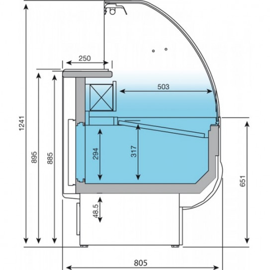 Vitrine de présentation réfrigérée 2 mètres