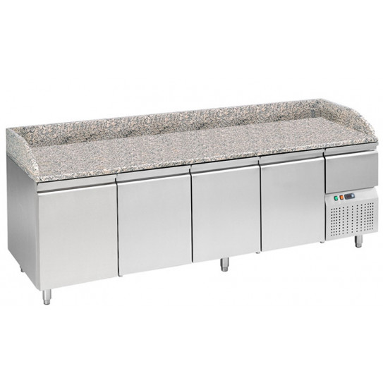 Meuble réfrigéré Chef'Pizza 4 portes + 1 tiroir neutre 2490x720xH830 - L6 MERCATUS CP4 Meuble réfrigéré Chef'Pizza 4 portes + 1 tiroir neutre 2490x720xH830 - L6 MERCATUS CP4