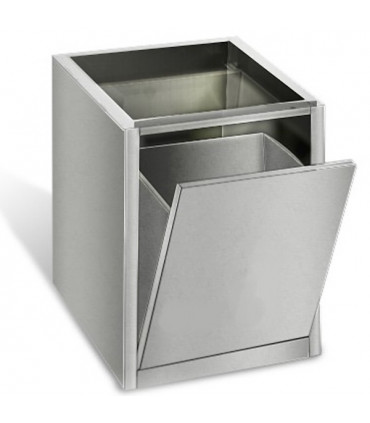 Poubelle inox à porte basculante encastrable sous table prof 600 THMER46 Poubelle inox à porte basculante encastrable sous table prof 600 THMER46