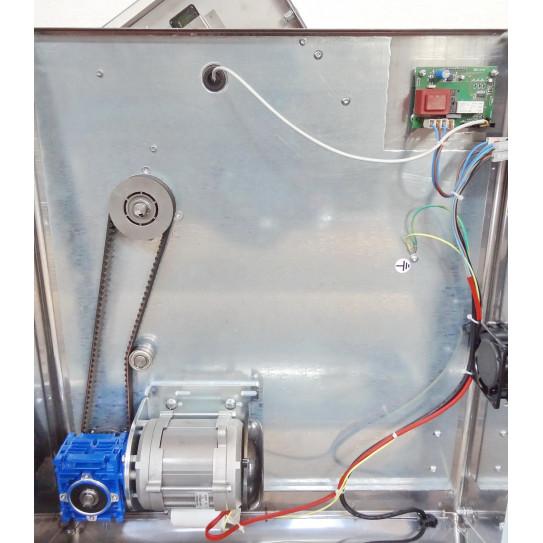 Détail mécanisme courroie crantée motoreducteur laminoir Pizza Prismafood DSA 420 NEW