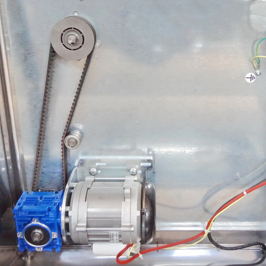 Vue arrière Laminoir Pizza Prismafood DSA 310 NEW courroie crantée motoreducteur