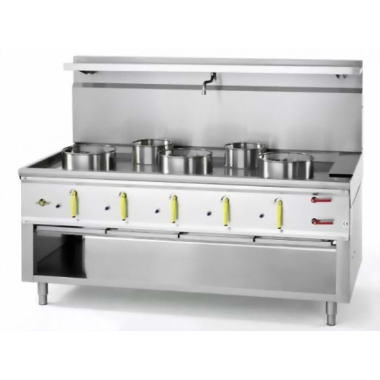 Feux dragon chinois 5 brûleurs wok avec 5 couronnes amovibles Ø 290 - C5R JUMBO + Rideau d'eau Bertrand Teknolam Feux dragon chinois 5 brûleurs wok avec 5 couronnes amovibles Ø 290 - C5R JUMBO + Rideau d'eau Bertrand Teknolam