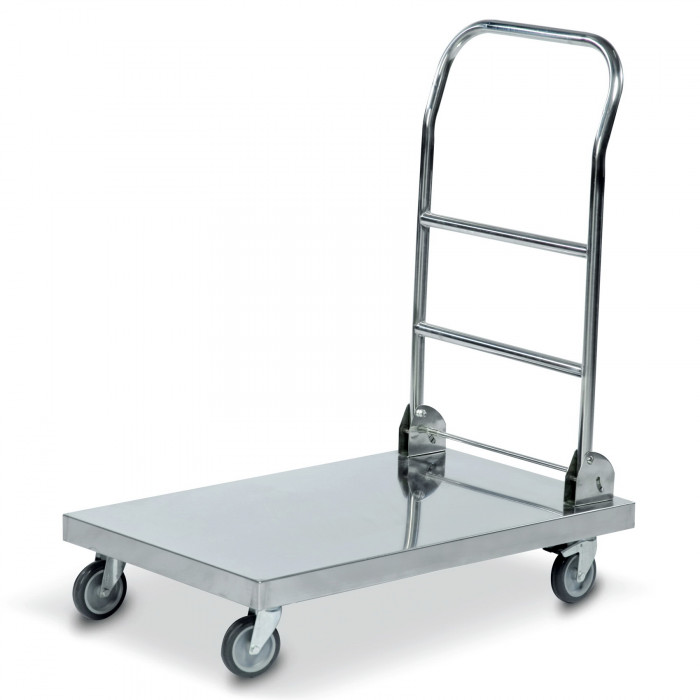 Chariot de service inox petit sur roulettes 2 plateaux F996 Vogue