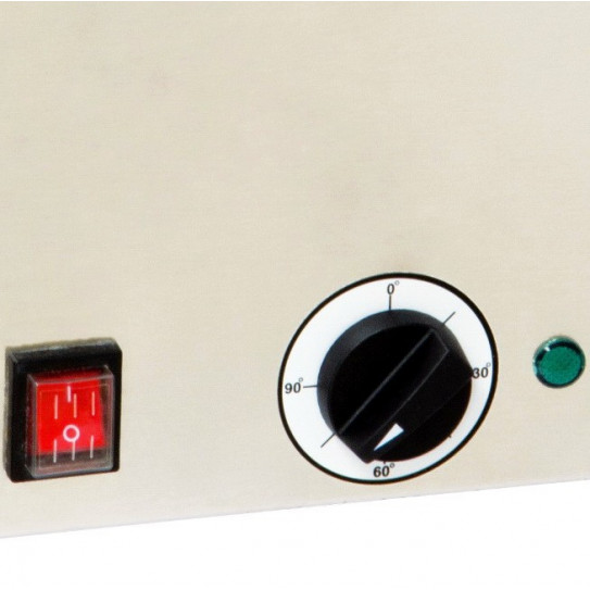 Détail interrupteur et bouton température de 0° à 90°C bain-Marie GN1/1 puissance 1,2Kw - CBM1 Casselin