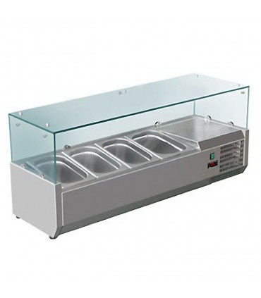 Vitrine à ingrédients réfrigérée 1,2 m avec pare-haleine prévue pour bacs 4xGN1/3 - VRX1200/380 Vitrine à ingrédients réfrigérée 1,2 m avec pare-haleine prévue pour bacs 4xGN1/3 - VRX1200/380