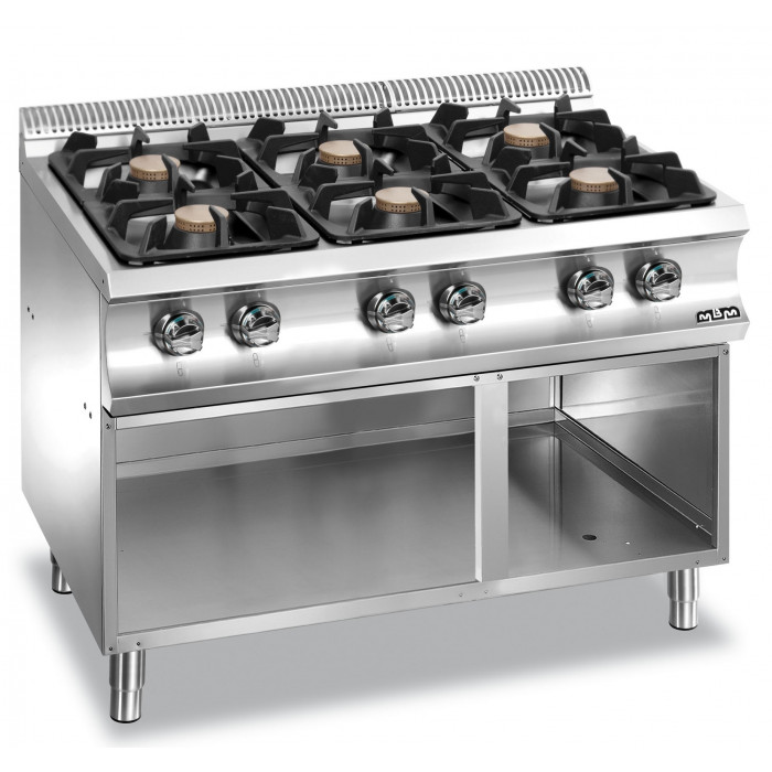 Piano de cuisson professionnel 6 feux four gaz Lotus