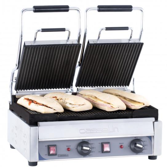 Grill Panini double Premium Rainurée mono 230V - 2,9 kW - CGP2RRP Casselin
