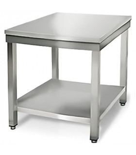 Table inox 700x700 centrale AISI304 + 1 sous tablette