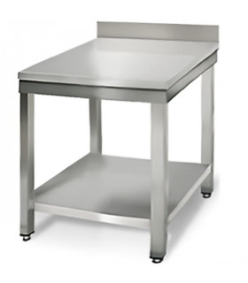 Table inox 700x700 adossée AISI304 + 1 sous tablette