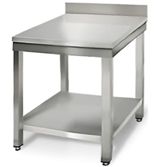 Work table SS 700x700 adossée AISI304 + 1 sous tablette