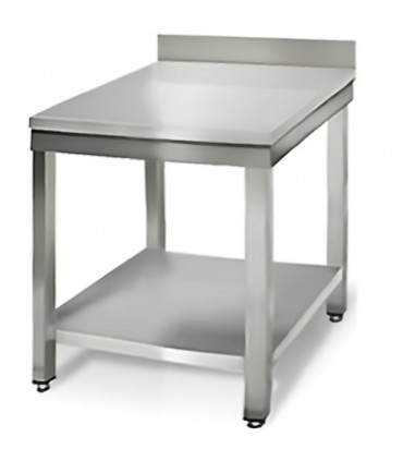 Table inox 700x700 adossée AISI304 + 1 sous tablette Table inox 700x700 adossée AISI304 + 1 sous tablette