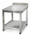 Table inox 700x700 adossée AISI304 + 1 sous tablette